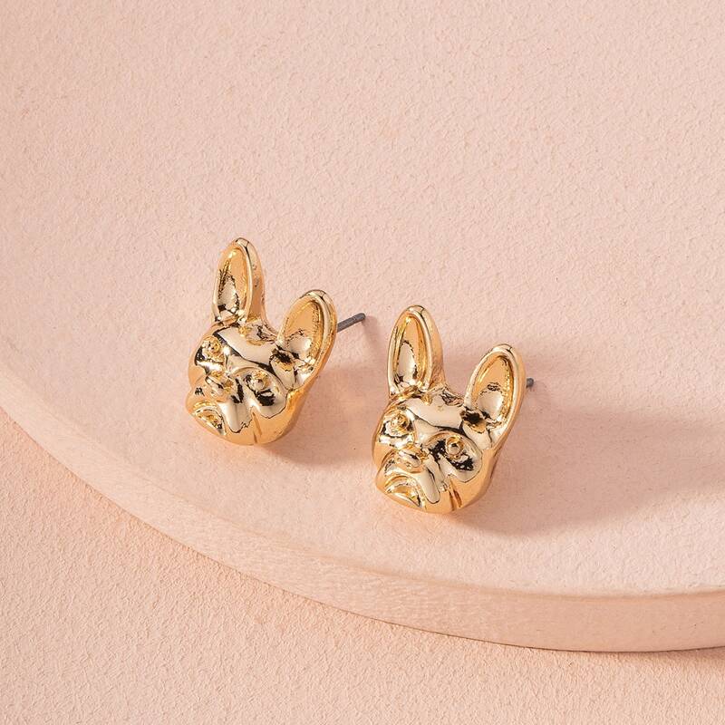 

Cartoon Dog Stud Earrings, Gold