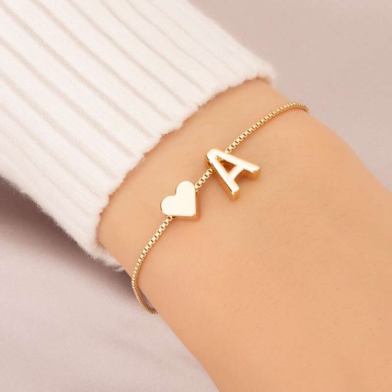

Letter Design Chain Bracelet, Gold