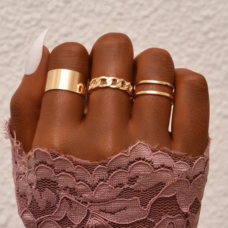 

3pcs Hollow Out Ring, Gold