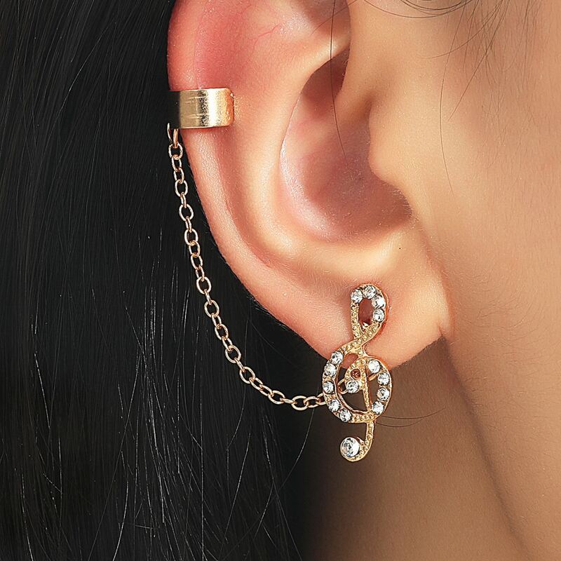 

1pc Rhinestone Decor Earring, Gold