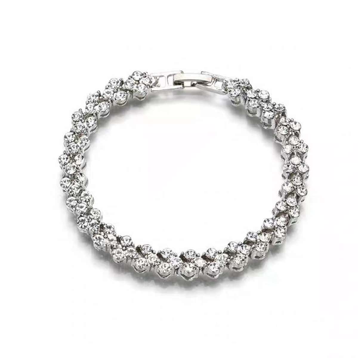 

Rhinestone Decor Chain Bracelet, Silver