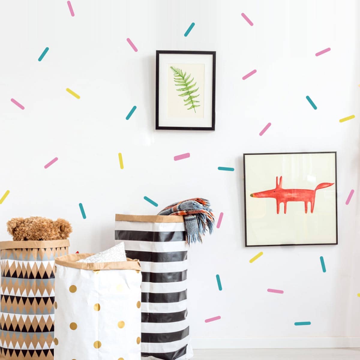 

1sheet Line Pattern Wall Sticker, Multicolor
