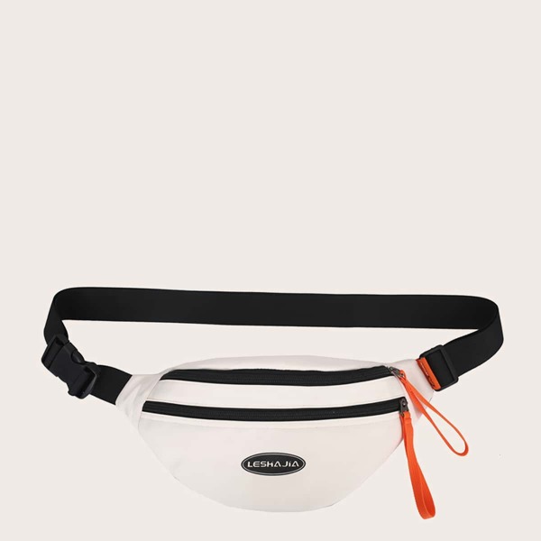 

Men Letter Graphic Fanny Pack, White