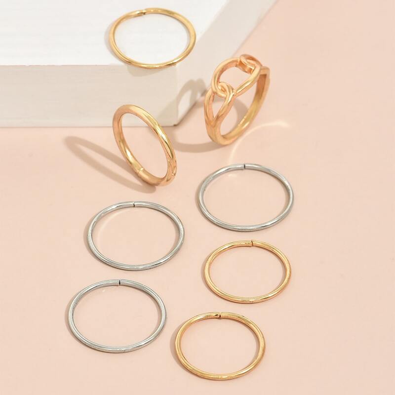 

8pcs Minimalist Ring, Multicolor