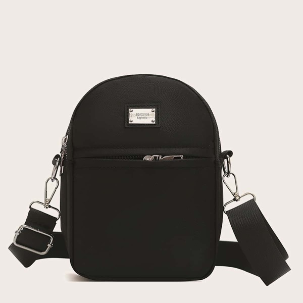 

Men Metal Decor Crossbody Bag, Black