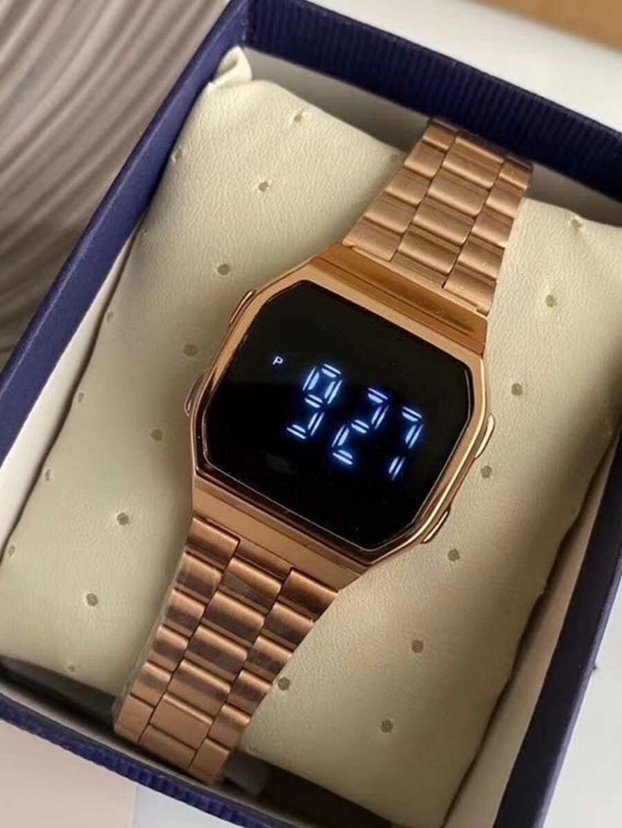 Đồng hồ kỹ thuật số đa giác - Hoa hồng vàng - Xem 1