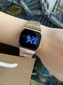 Đồng hồ kỹ thuật số đa giác - Hoa hồng vàng - Xem 3