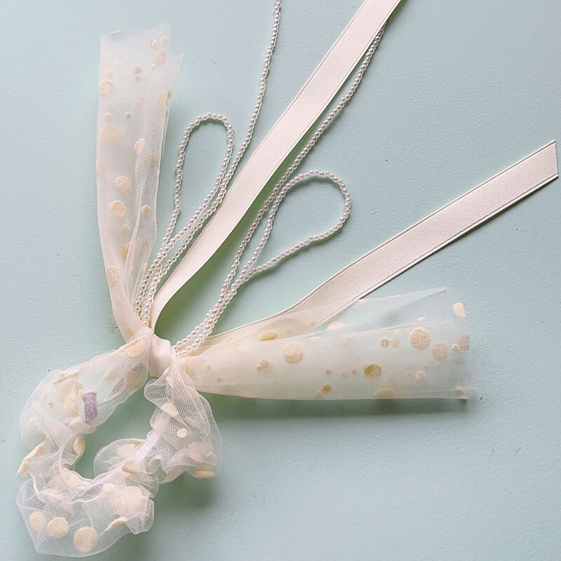 

1pc Faux Pearl Decor Scrunchie, Multicolor