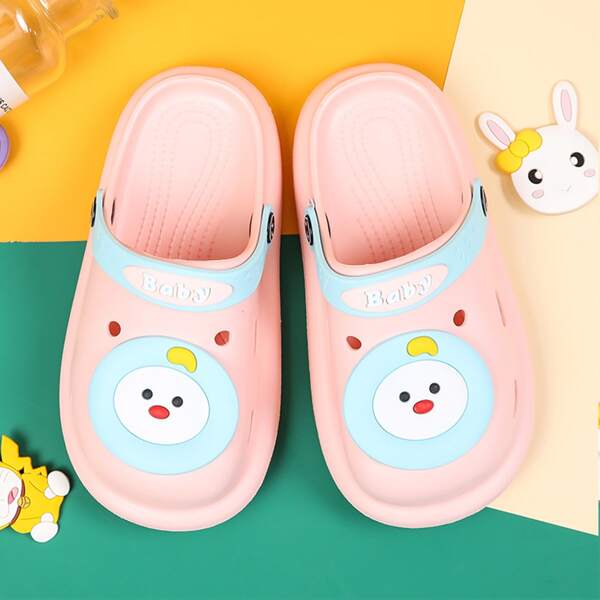 

Toddler Girls Cartoon Appliques Vented Clogs, Pink