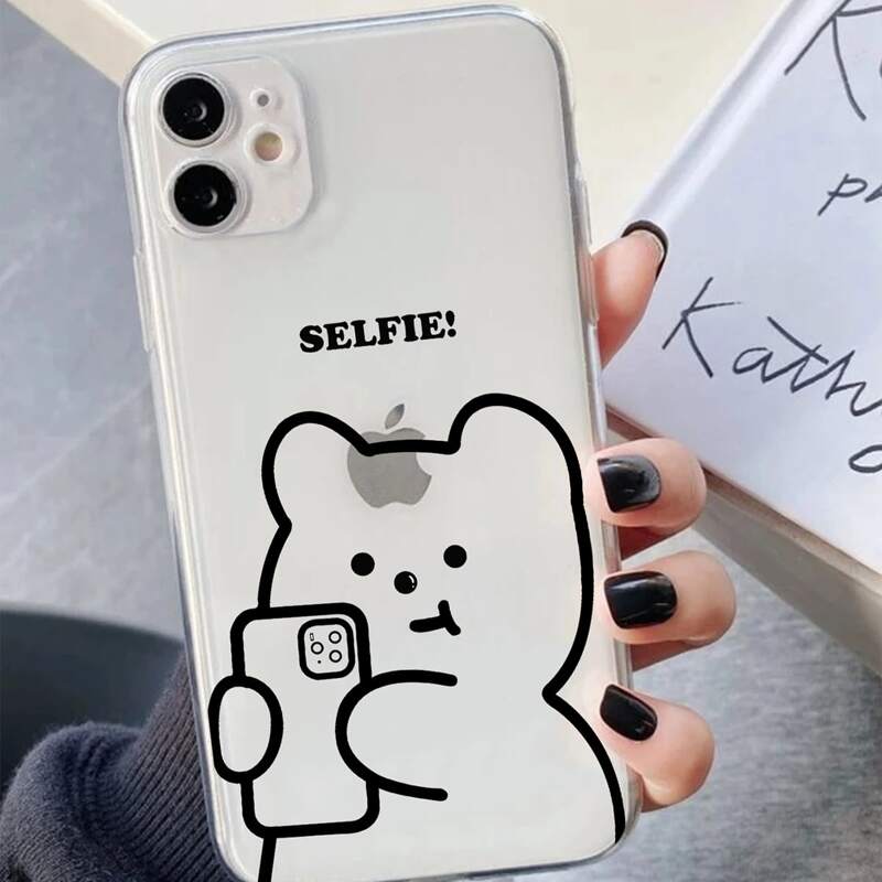 

Cartoon Graphic Transparent Phone Case, Multicolor