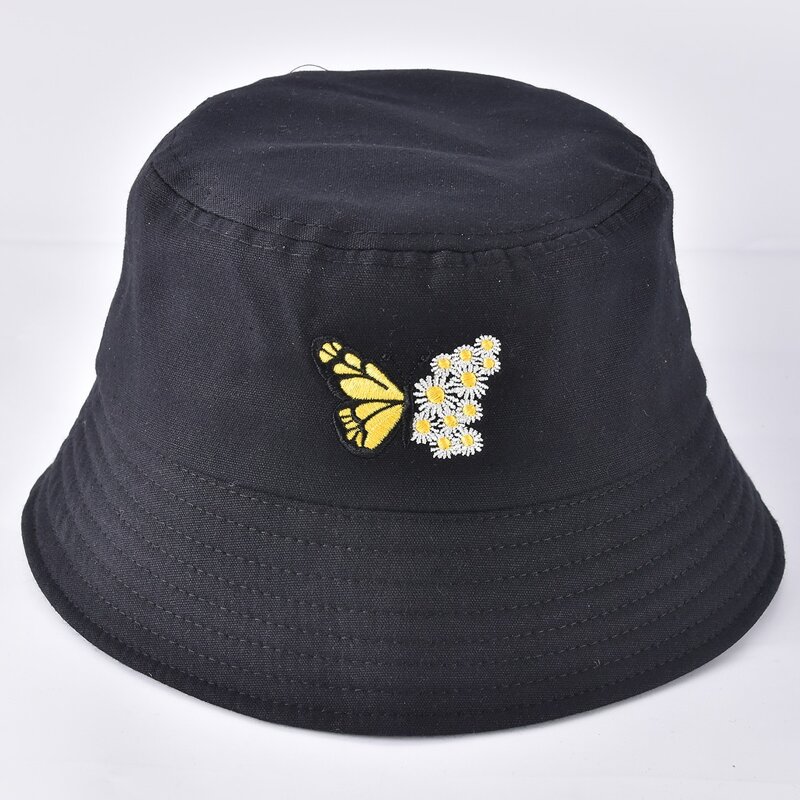 

Butterfly Embroidery Bucket Hat, Black