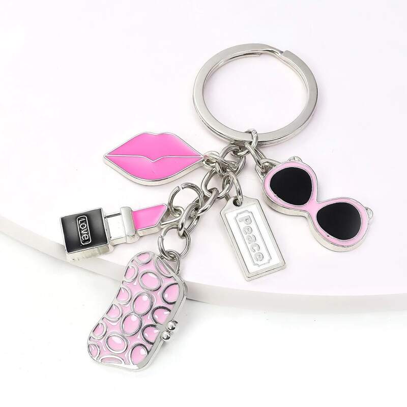 

Lip Charm Keychain, Silver