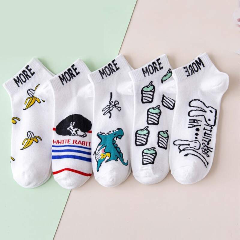 

5pairs Cartoon Pattern Ankle Socks, Multicolor