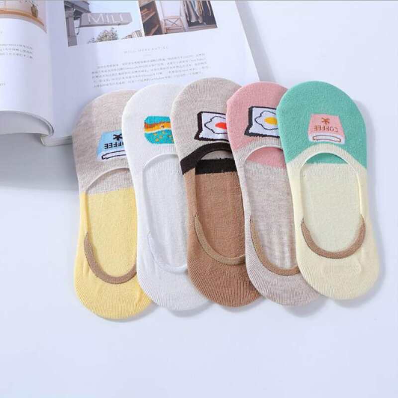 

5pairs Cartoon Pattern Invisible Socks, Multicolor