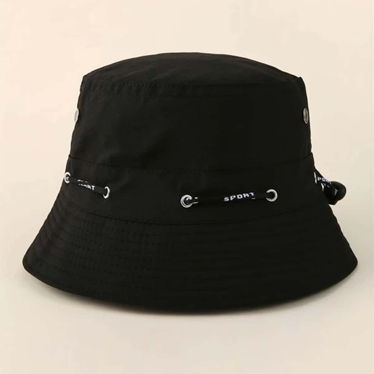 

Eyelet Decor Bucket Hat, Black
