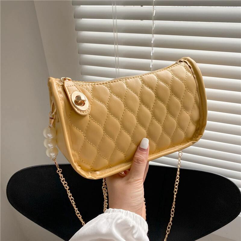 

Quilted Chain Strap Bag, Yellow