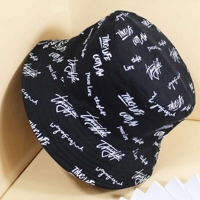 

Letter Graphic Reversible Bucket Hat, Black