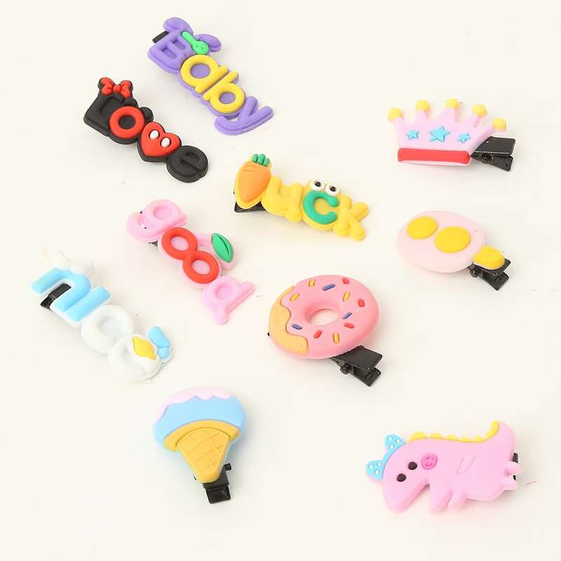 

10pcs Cartoon Hair Clip, Multicolor