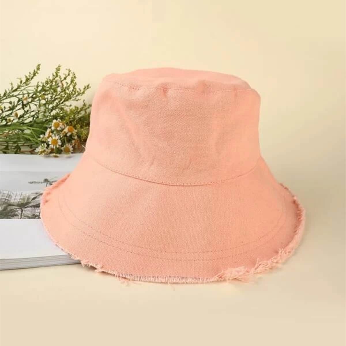 

Raw Hem Bucket Hat, Pink