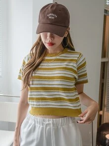 DAZY Striped Knit Top - Multicolor - View 3