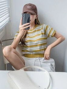 DAZY Striped Knit Top - Multicolor - View 8