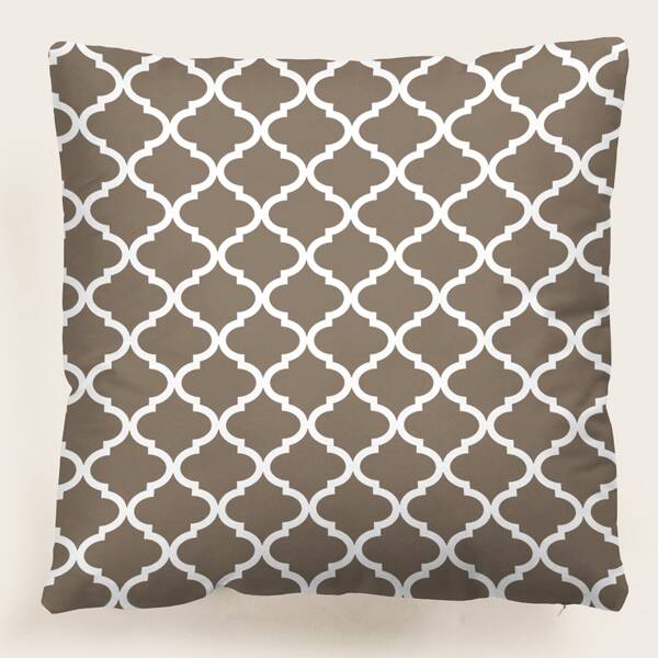 

Geometric Pattern Cushion Cover Without Filler, Brown