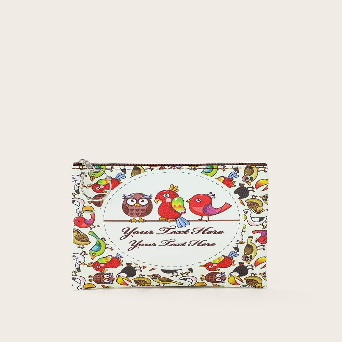 

Mini Cartoon Print and Letter Graphic Purse, Multicolor