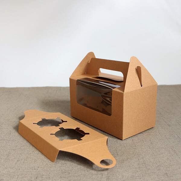 

1pc 2 Grid Cake Packing Box, Khaki