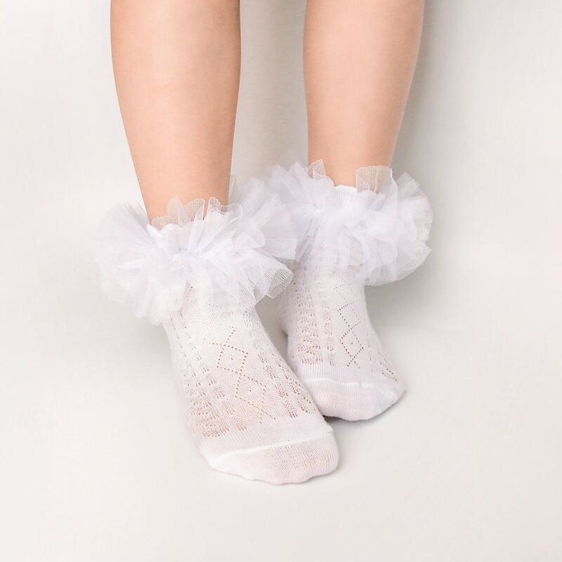 

Lace Trim Ankle Socks, White