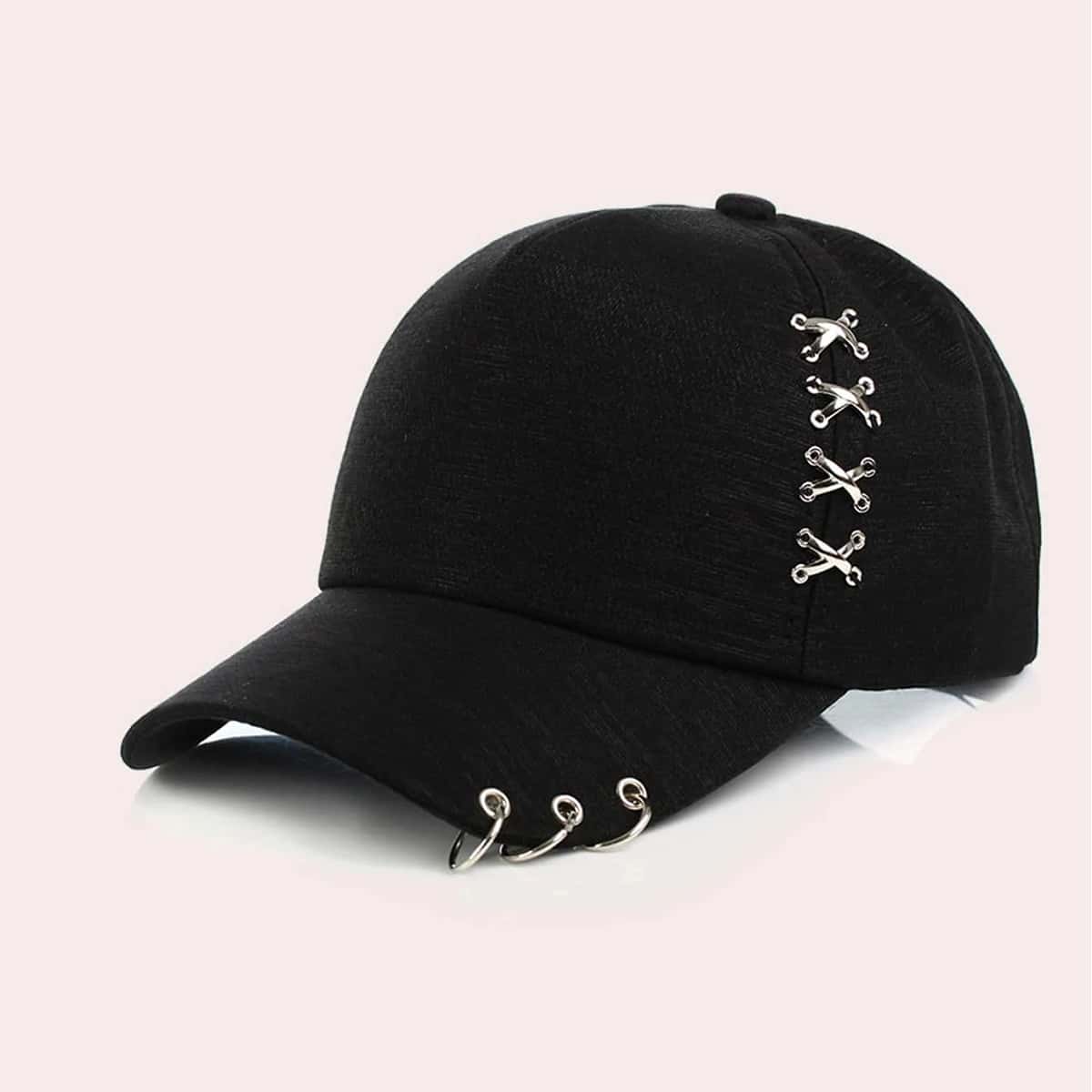 

Ring Decor Baseball Cap, Black