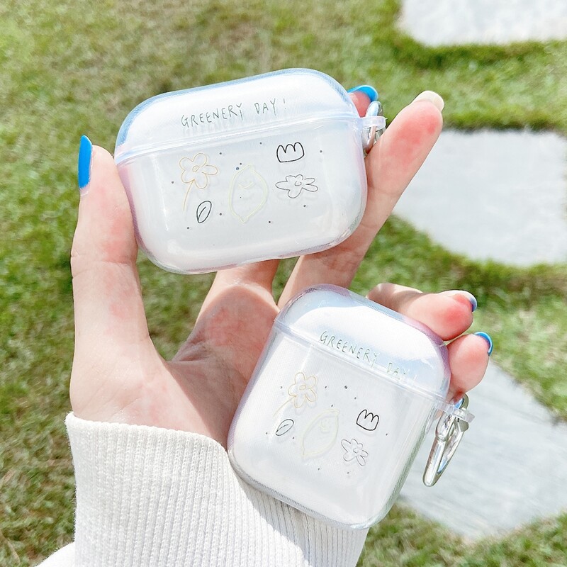 

1pc Cartoon Flower Clear Case For Airpods