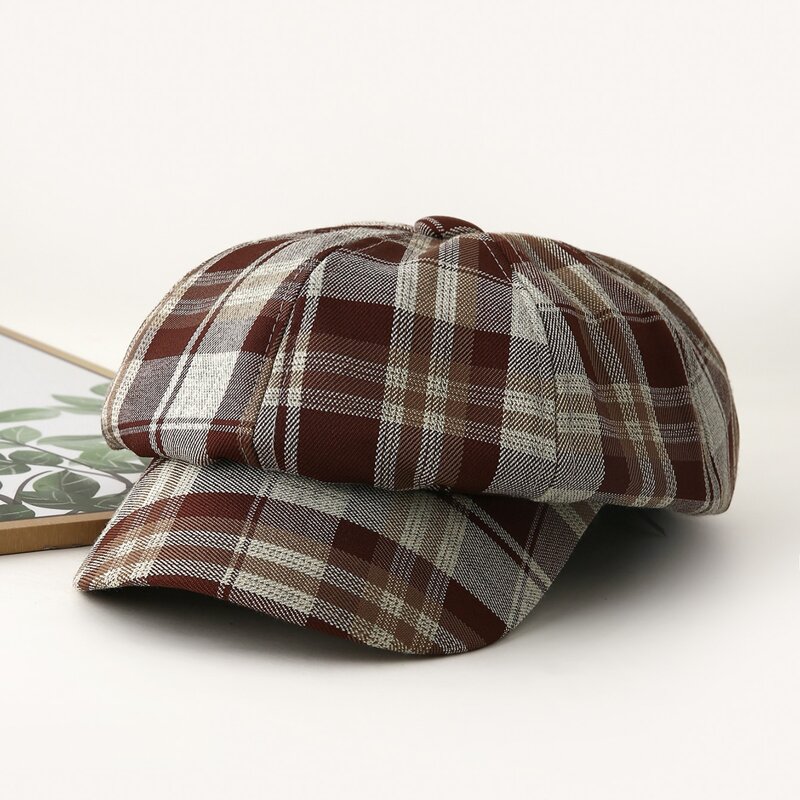 

Plaid Pattern Baker Boy Cap, Multicolor