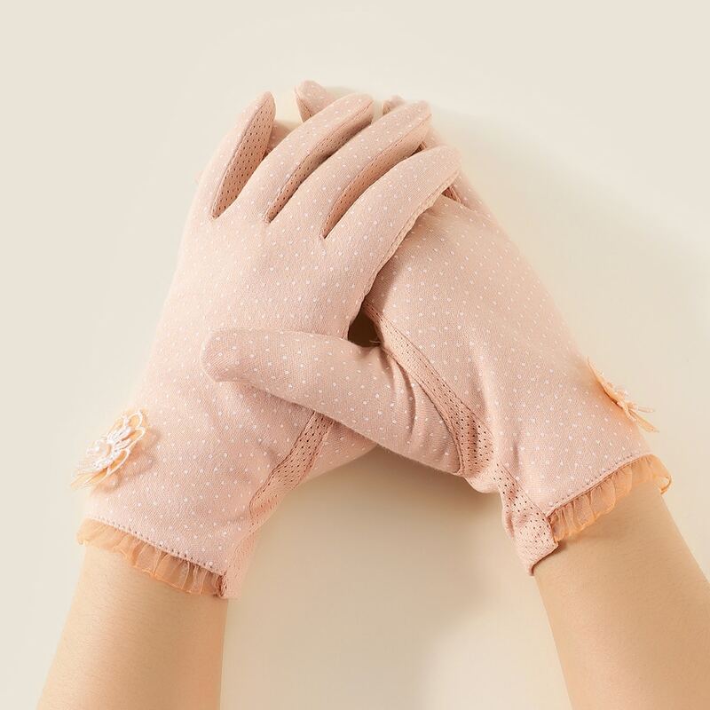 

Floral Applique Gloves, Pink