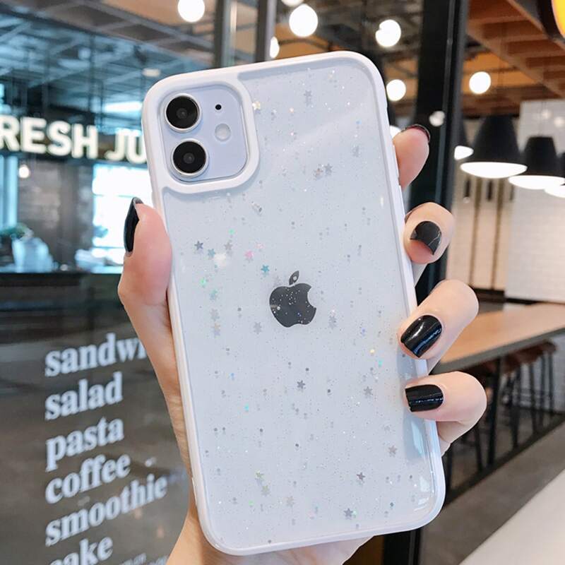 

Glitter Transparent Phone Case, White