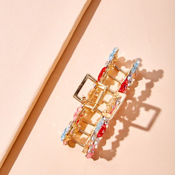 

Flower & Rhinestone Decor Hair Claw, Multicolor
