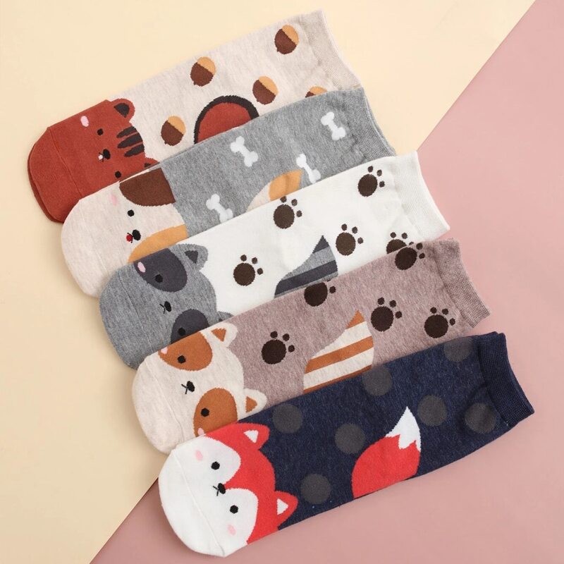 

5pairs Cartoon Graphic Crew Socks, Multicolor