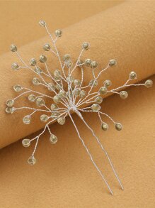 Rhinestone trang trí tóc ghim - Bạc - Xem 2