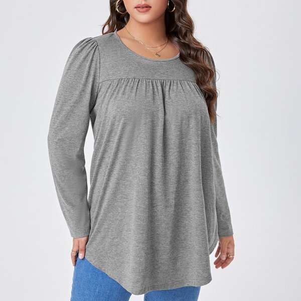 

Plus Solid Smock Tee, Grey