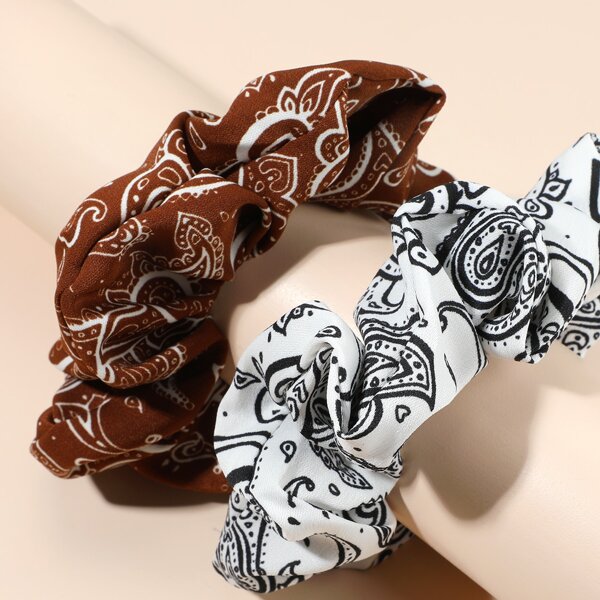 

2pcs Paisley Pattern Scrunchie, Multicolor