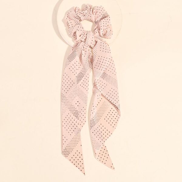 

Polka Dot Print Scarf Hair Tie, Pink