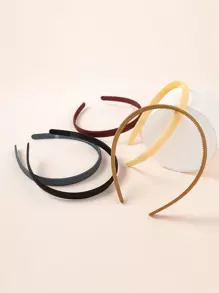 5入組女士實色發帶，適用於日常生活 - 彩色 - 查看 3