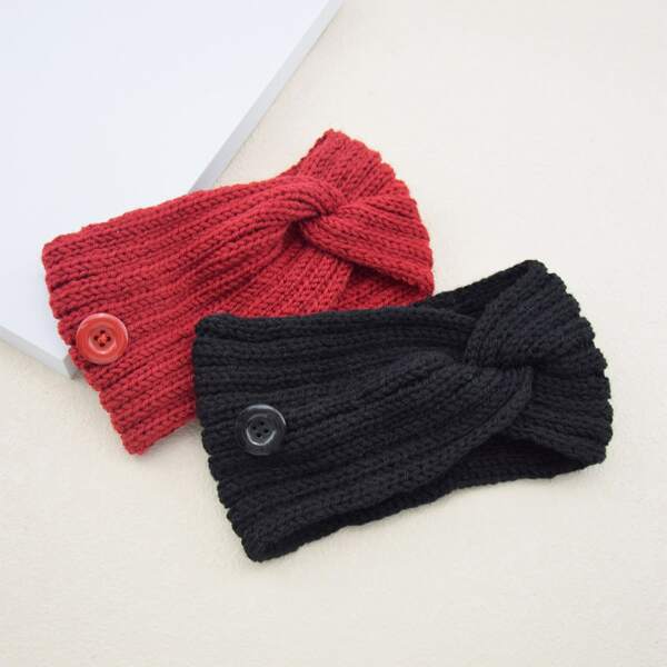 

2pcs Knit Hair Band, Multicolor