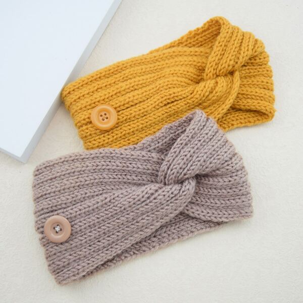 

2pcs Knit Hair Band, Multicolor