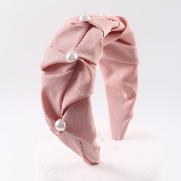 

Faux Pearl Decor Wide Headband, Pink