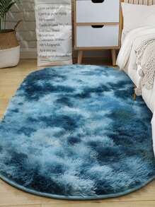 Oval Plush Carpet - Blue - View 1