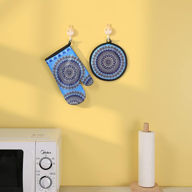 

1pc Mandala Pattern Oven Mitt & 1pc Pot Holder, Multicolor