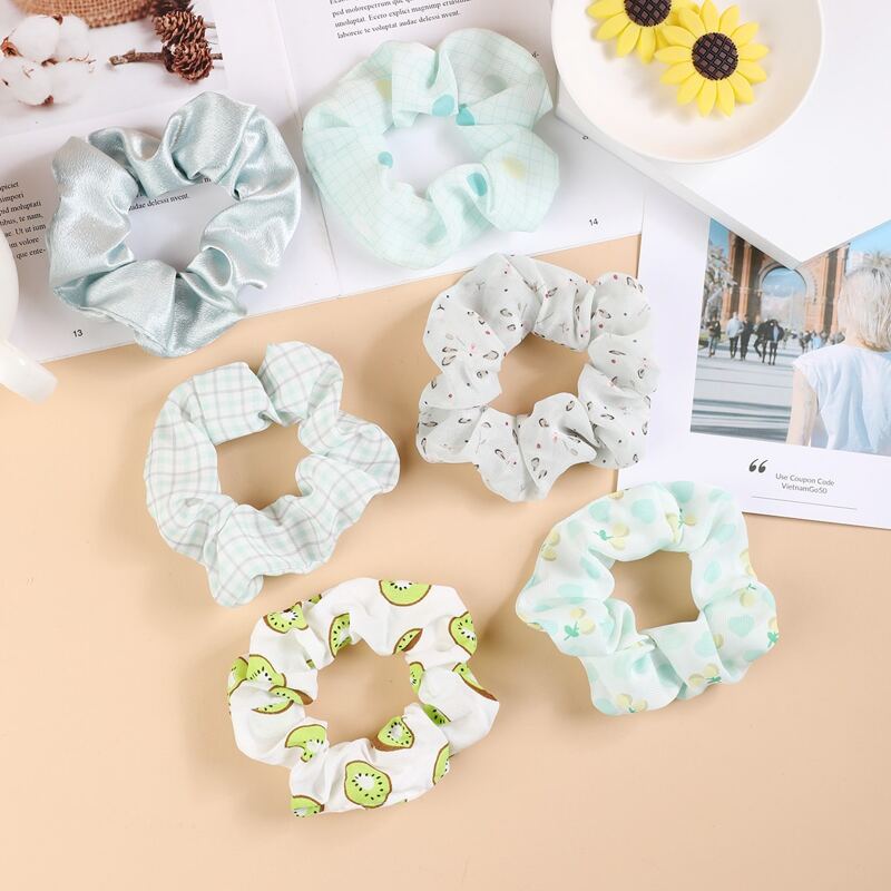 

6pcs Plaid Pattern Scrunchie, Multicolor