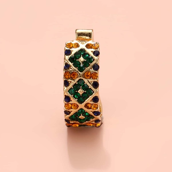 

1pc Colorful Rhinestone Decor Ear Cuff, Multicolor