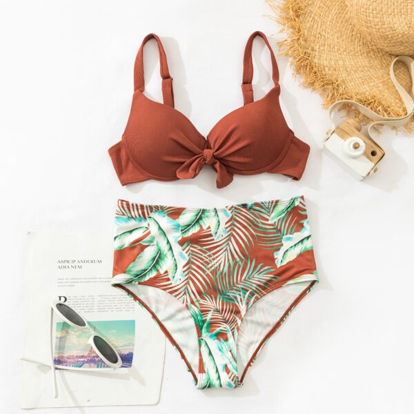 

Plant Print Push Up Bikini Swimsuit, Multicolor