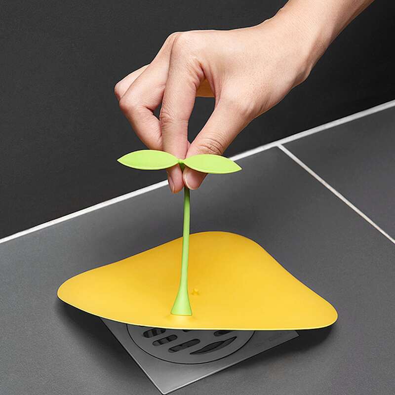 

1pc Grass Decor Floor Drain, Yellow